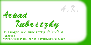 arpad kubritzky business card